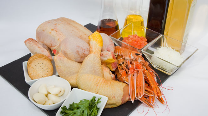 Pollo con cigalas