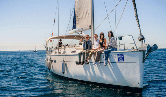 boat sailing through Sitges