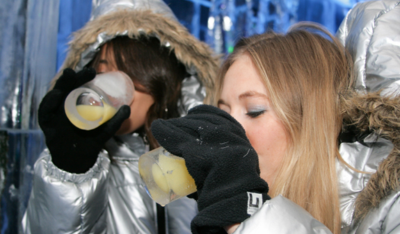 having a drink at Icebarcelona