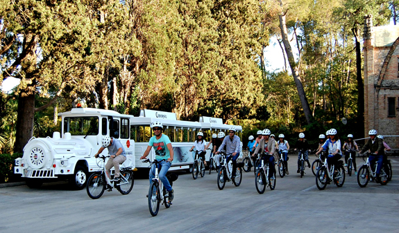 group cycling through Penedés