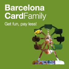 Imagen de la tarjeta Barcelona Card con mosaicos amarillos y verdes